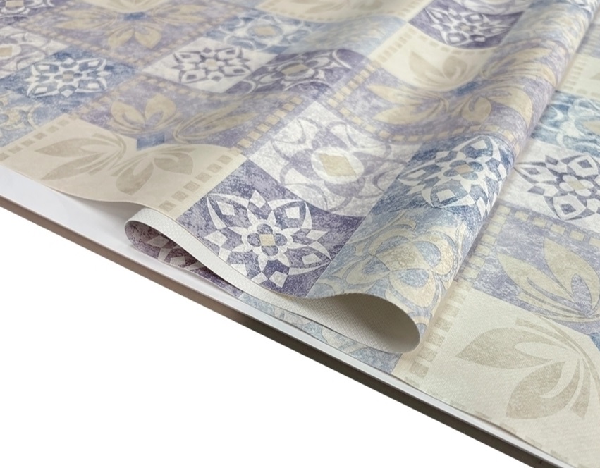 Клеёнка на тканевой основе, полиур.покр."Elegance" "Узоры" сир.-беж.ш.1,37м GW-21591 "Great Way" *20