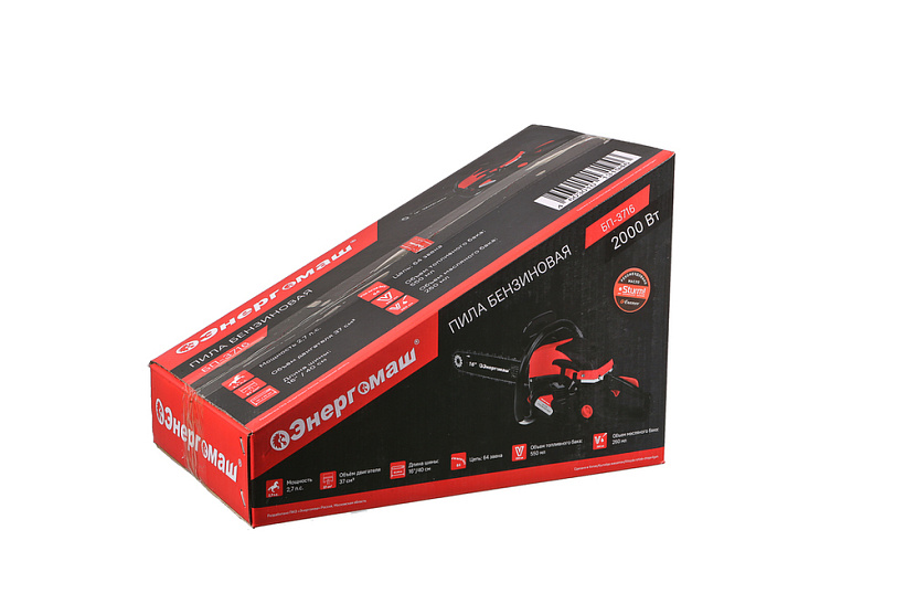 Пила цепная бензиновая 2Т 2,7л.с 37см3 шина40см цепь64зв. шаг0,325" паз1,5мм БП-3716 Энергомаш *1/4