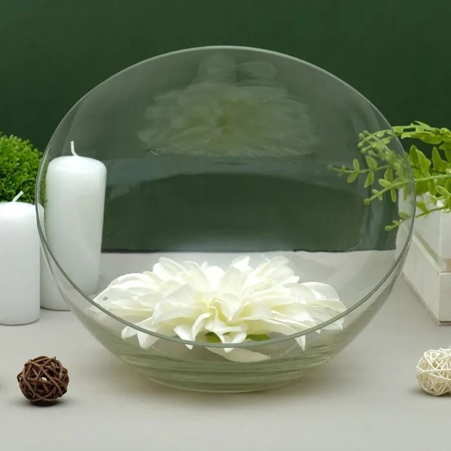 Ваза "Анабель" шаровая с косым резом d-25см; h-20см, прозрачная 3812790