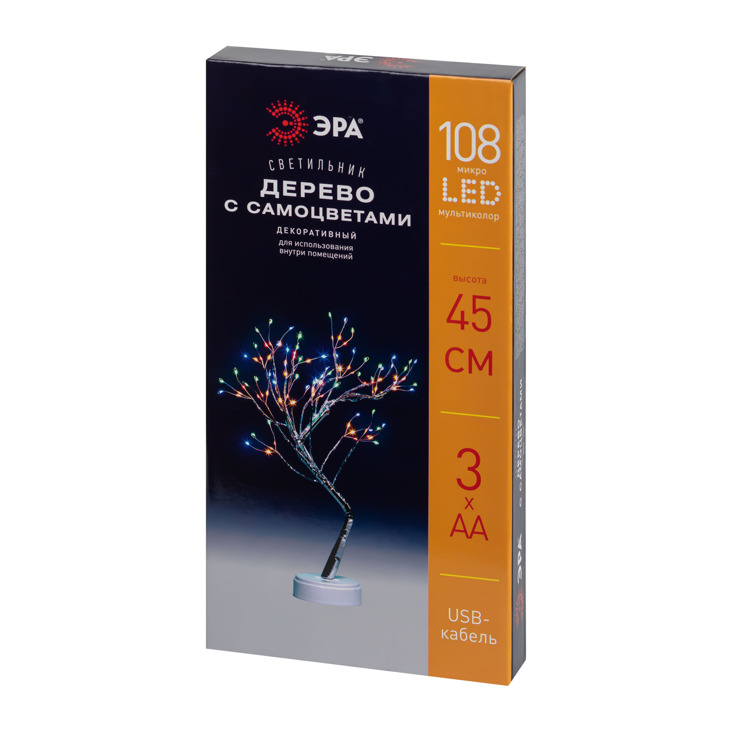 Фигура светодиодная ЭРА «Дерево с самоцветами», 36 LED, высота 45 см, 3хАА, мульти