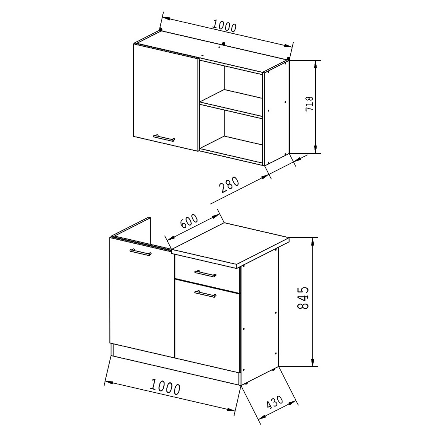 Кухонный гарнитур ГЕРДА Дачный мини 1 м, дуб браун / берилл бежевый