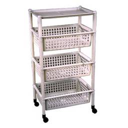 Этажерка пластм. 4 секции-лотка, на колесиках 440х310х830мм арт.944("Полимербыт") *1/2