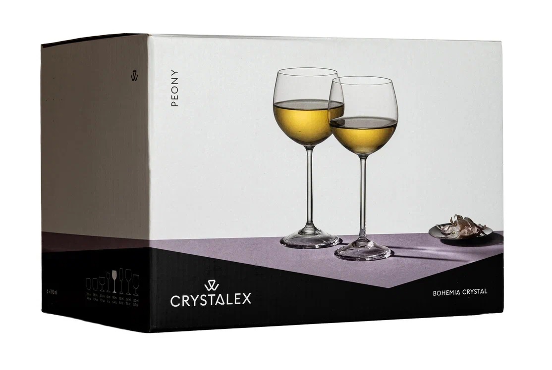 Набор бокалов стекло  "BOHEMIA" "Пион" 190мл 6шт д/вина 40976/190  "KRYSTALEX" *1/8
