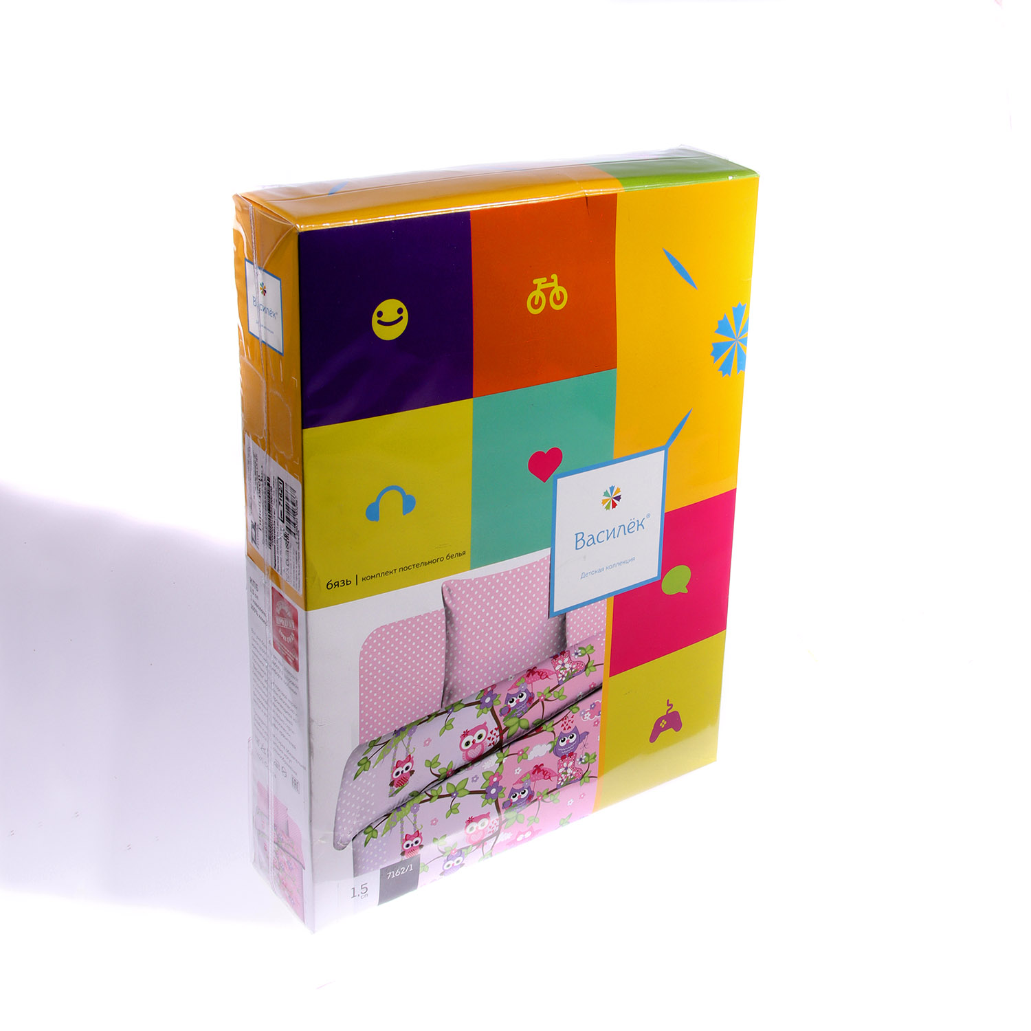 Постельное белье детское 1,5сп бязь Тинейджер Василиса 7162/1 Совята, наволочка 70*70 - 1шт *1/7 *