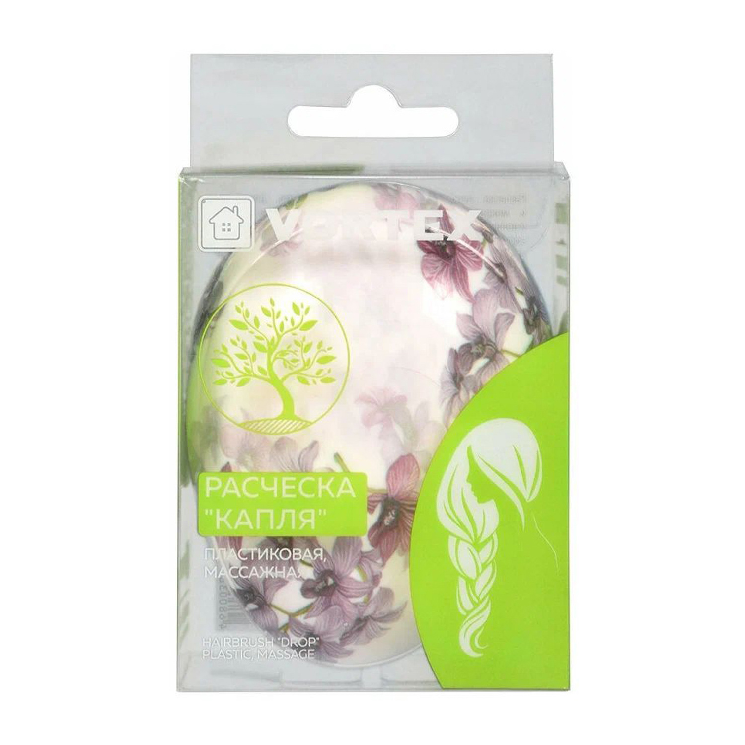 яяяРасческа "Капля" пластиковая, массажная в ассортименте, 9*6,8*4 см "VORTEX" / 30