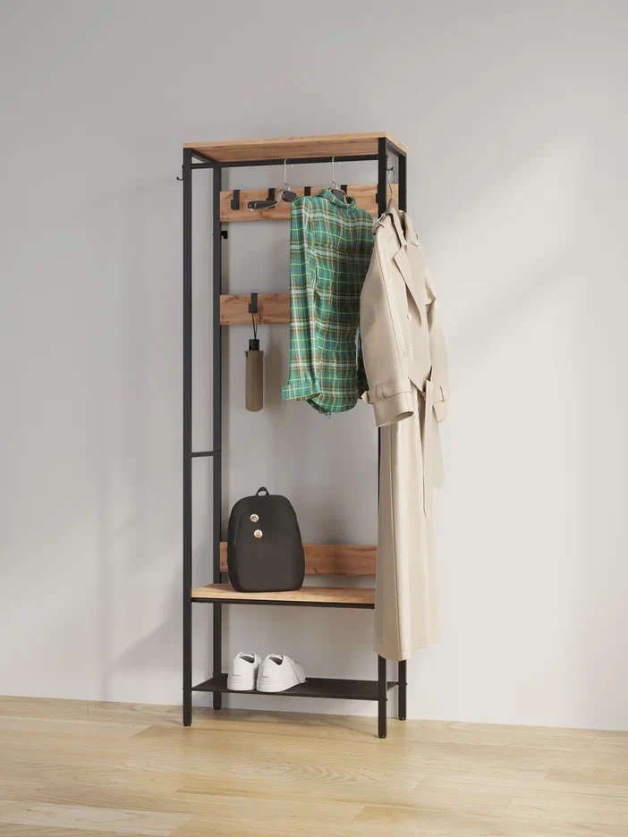 Вешалка напольная 67х30х187 см ЗМИ Торонто 23Л, дерево/черный