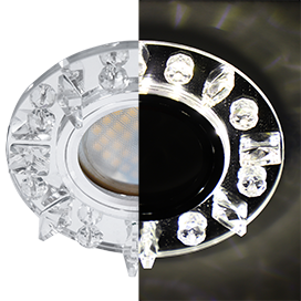 Светильник встраиваемый MR16 LD1661 GU5.3 Ecola Glass Стекл Круг стразы с подсвSK16RNEFB*10/50