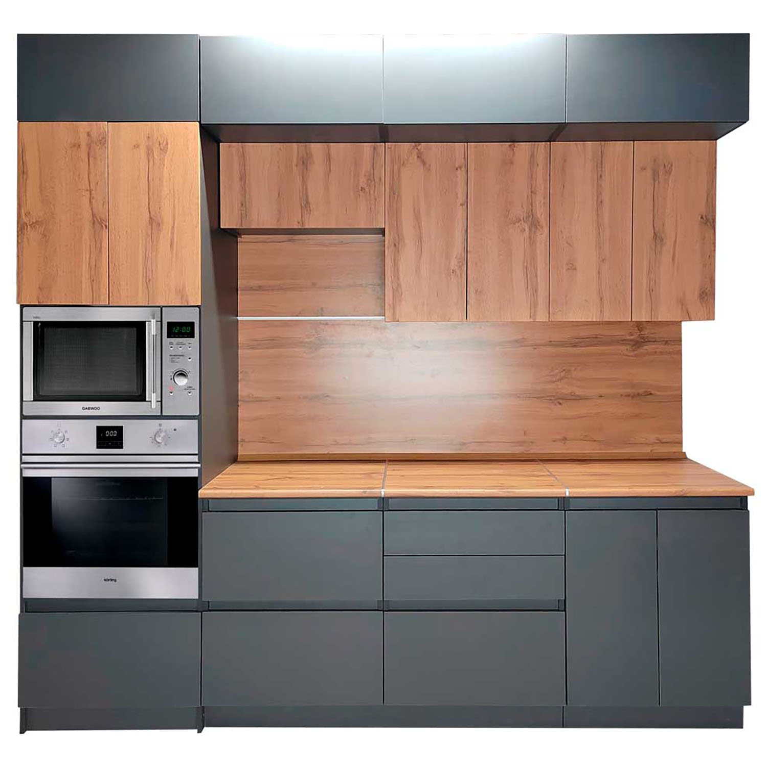 Шкаф навесной 500х338х290 мм BROZEX-WOOD Next, для вытяжки, графит / дуб вотан