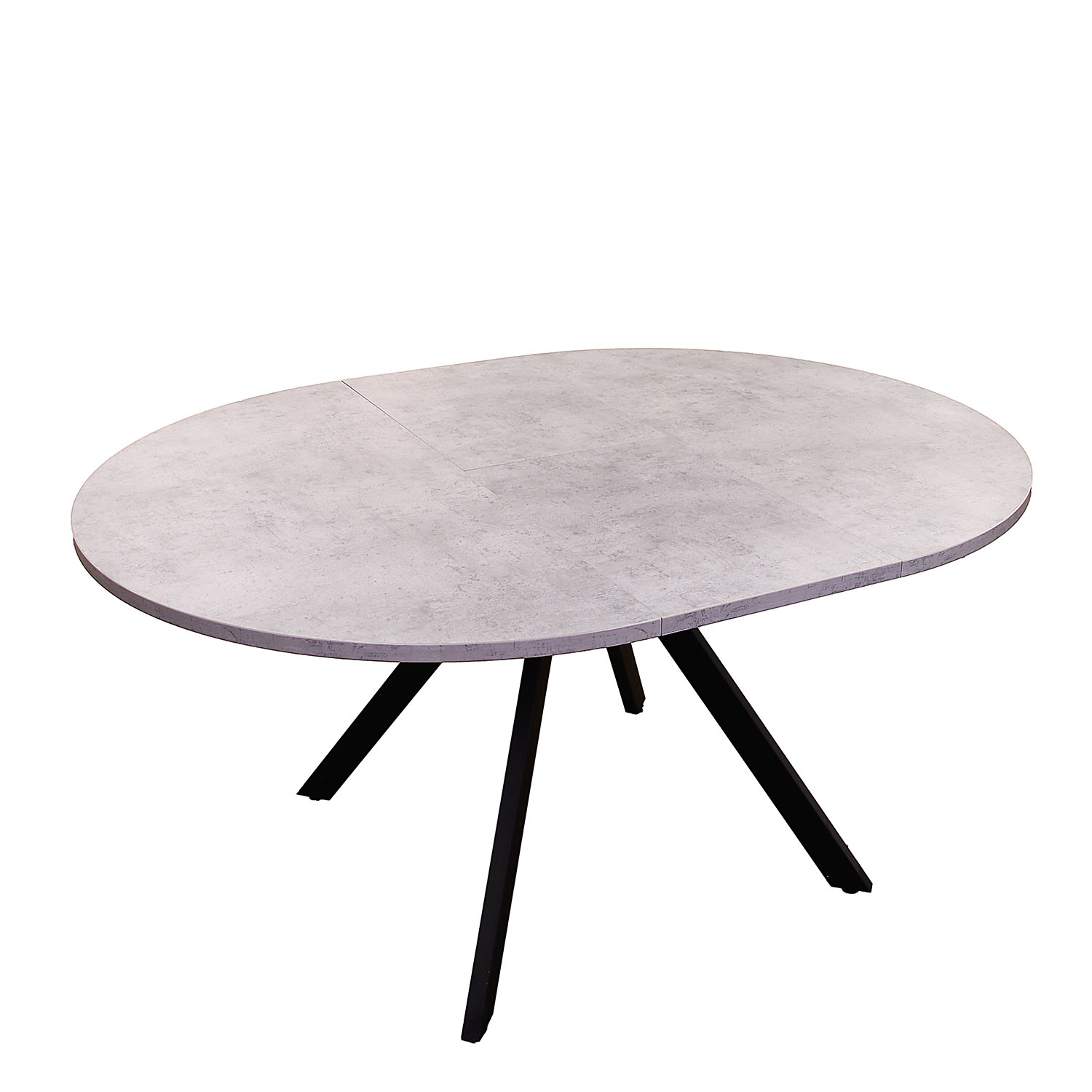 Стол раздв.ЛОКИ d1200(+380) h750мм ЛДСП EGGER Бетон Чикаго свет,Царгов пояс Черный матовый металл*1