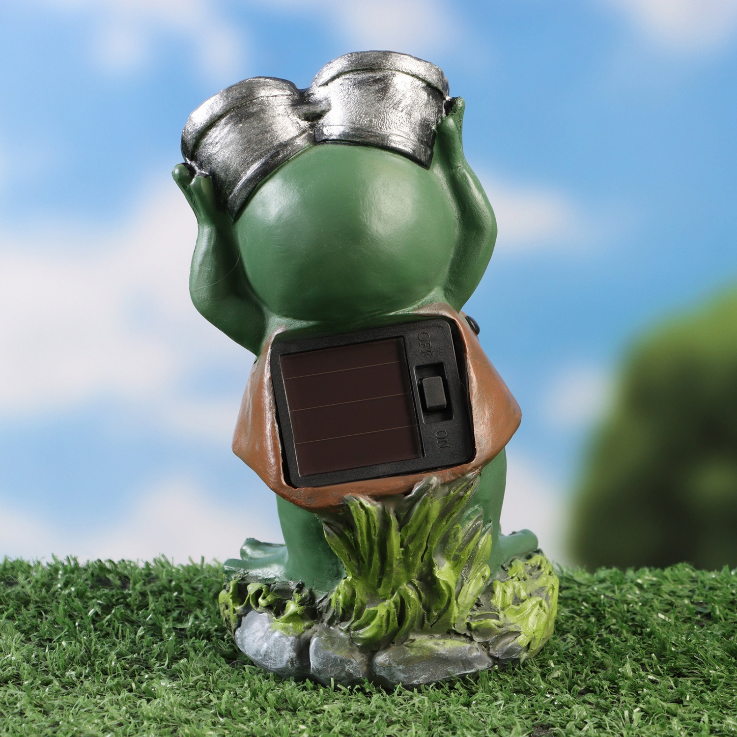 Садовый фонарь "Лягушонок с биноклем" 7х8х15см 10122707