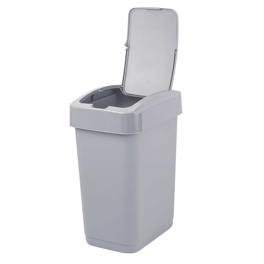 Контейнер д/мусора пластм. с откидной+"плавающей" крышкой 25л "Step" СерыйSC480711025 "Spin Clea"1/4