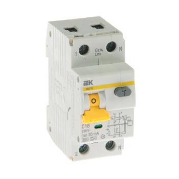 Автоматический выключатель дифференциального тока IEK, 2 полюса, 16 А, 30 мА