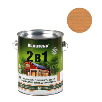 Защитно-декоративное покрытие 2.7 л для древесины АКВАТЕКС 2 в 1, алкидное, калужница