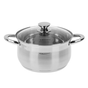 Кастрюля нерж. "Катунь" "Диана" 3,5л d20см термораспред. дно, Стекл. кр. KT01-D-30 *1/4