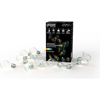 Гирлянда садовая "Шары" Gauss Solar 3,8м мультицвет, солнечные батареи 10 LED GS035 *1/12