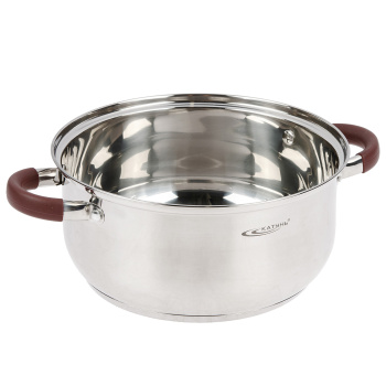 Кастрюля нерж. "Катунь" "Берта" 5,0л d24см термораспред. дно, Стекл. кр., силик.руч. КТ15-D-24 *1/4