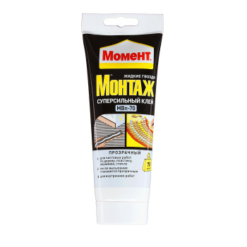 Жидкие гвозди 185 г Момент Монтаж Суперсильный МВп-70, прозрачный