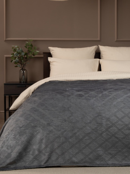 Плед 200*220см фланель Клетка темно-серый TF FNE DKGY2 041/2022 NC Absolute *1