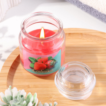 Свеча в стекле ароматическая 6х8,5см, аромат: клубника 1705093
