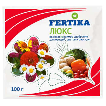 Удобрение для овощей, цветов и рассады Fertika Люкс, 100 г Удобрение для овощей, цветов и рассады Fertika Люкс, 100 г