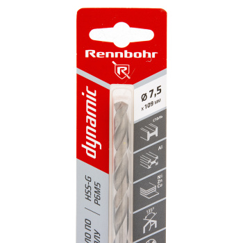 Сверло по металлу 7,50*109/69мм HSS-G P6M5 (1шт) блистер арт.675075 DYNAMIC RENNBOHR *10/40/320 Сверло по металлу 7,50*109/69мм HSS-G P6M5 (1шт) блистер арт.675075 DYNAMIC RENNBOHR *10/40/320