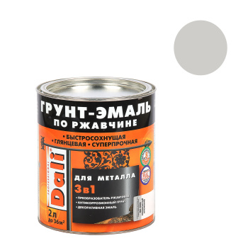 Грунт-эмаль по ржавчине серебристый алюминий 2 л DALI RAL 9006 *1/3/192