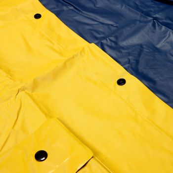 Дождевик-Плащ (ПВХ) особоПрочный,с капюш.,на кнопках шир.68см,дл.88см Желтый SUNTR2 (Komfi) *130 Дождевик-Плащ (ПВХ) особоПрочный,с капюш.,на кнопках шир.68см,дл.88см Желтый SUNTR2 (Komfi) *130
