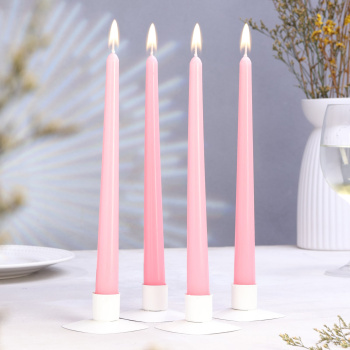 Набор свечей античных, 2,3х 24,5 см, 5 ч, 55 г, 4 штуки, светло-розовая 7690999