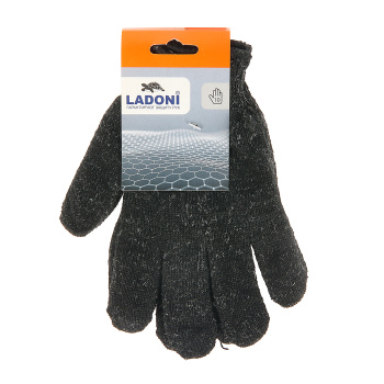 Перчатки полушерсть двухслойные черные (5 нитей) 80гр (478Р) Ladoni *10/200