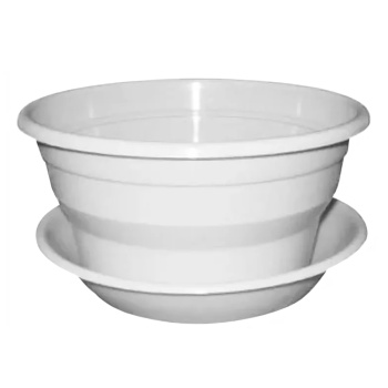 Кашпо пластм. "Фиалка" 1,0л d верха 160мм h70мм с поддоном Белое (Ирбит) *1/60