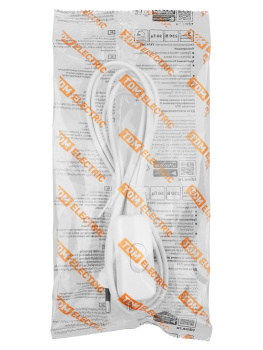 Шнур с выкл. и вилкой  ШВВП 2х0,5мм2 1,8м бел. TDM SQ1305-1002 *1/180