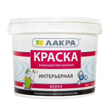 Краска акриловая для стен и потолков 3 кг Лакра Белоснежная интерьерная *1/144