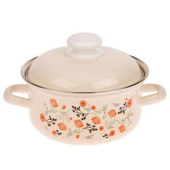 Набор кастрюль эмалированных: 1,5л+2,0л+3,0л рис. "Китайская роза" С-124АП2/4 "Лысьвенские ЭМАЛИ" *1