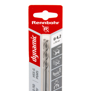 Сверло по металлу 4,20*75/43мм HSS-G P6M5 (2шт) блистер арт.675042 DYNAMIC RENNBOHR *10/40/640 Сверло по металлу 4,20*75/43мм HSS-G P6M5 (2шт) блистер арт.675042 DYNAMIC RENNBOHR *10/40/640