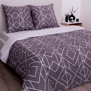 Постельное белье 1,5сп бязь Василиса 9604/1 Каро, наволочки 70*70 - 2шт *1/6