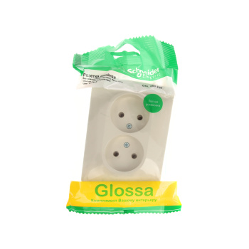 Розетка "Glossa" СП 2-мест. бежевая б/з GSL000220 *1/15/90