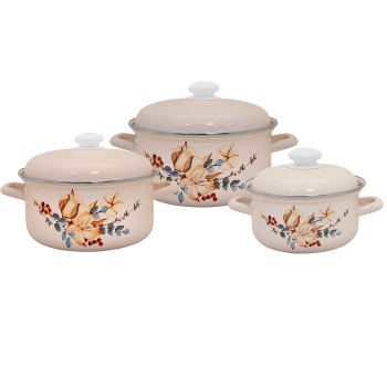 Набор кастрюль эмалированных: 1,5л+2,0л+3,0л рис. "Унесённые ветром" С-124АП2/4 "Лысьвенские ЭМА" *1