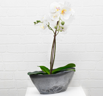 Кашпо пластм. "Микрит" 3.4л овал. 355х170 h130мм Серый слайн М3109 ("М-Пластика") *1/10