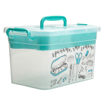 Контейнер для хранения пластм. 6,5л 180х200х310мм, Прозр. с Вкладышем арт.80902 ("Полимербыт") *1/6