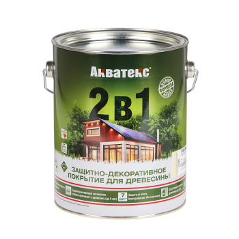 Защитно-декоративное покрытие 2.7 л для древесины АКВАТЕКС 2 в 1, алкидное, ваниль