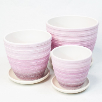 Кашпо керам. Крокус Букле 0,7л d верха 117мм h107мм с поддоном Розовый №1 КС-К1-196-09 *16