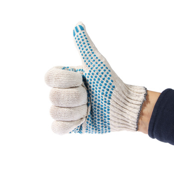 Перчатки рабочие ДомоСтрой, х/б с ПВХ, 4 нити