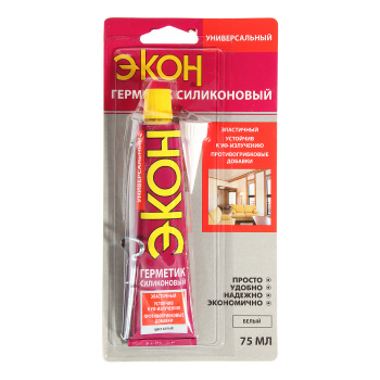 Герметик универсальный 70 мл ЭКОН, силиконовый, белый