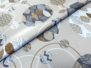 Клеёнка на тканевой основе "Print" "Круги с листьями" сине-сер. шир.1,37м GW-21674"Great Way" *20