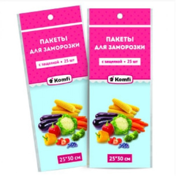 Пакеты для продуктов пэ дзаморозки с защелкой zip-lock 25х30см 25шт в пп HPZ203E Komfi *180 Пакеты для продуктов пэ дзаморозки с защелкой zip-lock 25х30см 25шт в пп HPZ203E Komfi *180