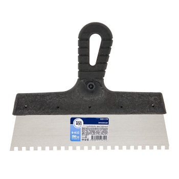 Шпатель фасадный нерж.сталь зубчат 250мм пласт.руч 6*6мм T4P(арт.1201176) *1/10/60