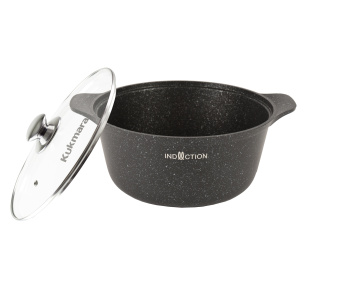 Кастрюля алюмин. антипригарная "Kukmara" "Marble INDUCTION" Мрам.темн. 3,0л Ст.кр. кмти33а*1/3