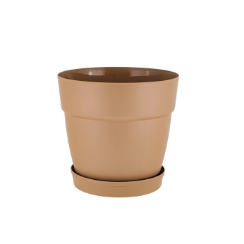 Кашпо пластм. "Villa de Fiori"  2л d верха 170мм h155мм с поддоном Молочный шоколад IG660110047*1/15