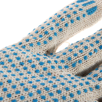 Перчатки ХБ с ПВХ НАБОР 10 пар: 10кл 4 нит 400гр, бел/син (арт.482 Р) Ladoni *1/50