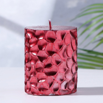 Свеча - цилиндр "ICEBERG", 8х6,5 см, красная УЦЕНКА 9598638